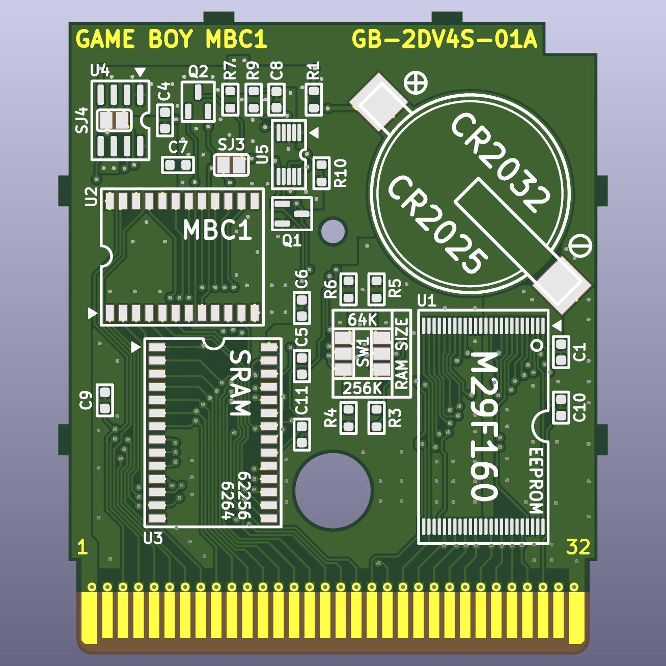 Game Boy MBC1 Flash Cartridge Circuit Board