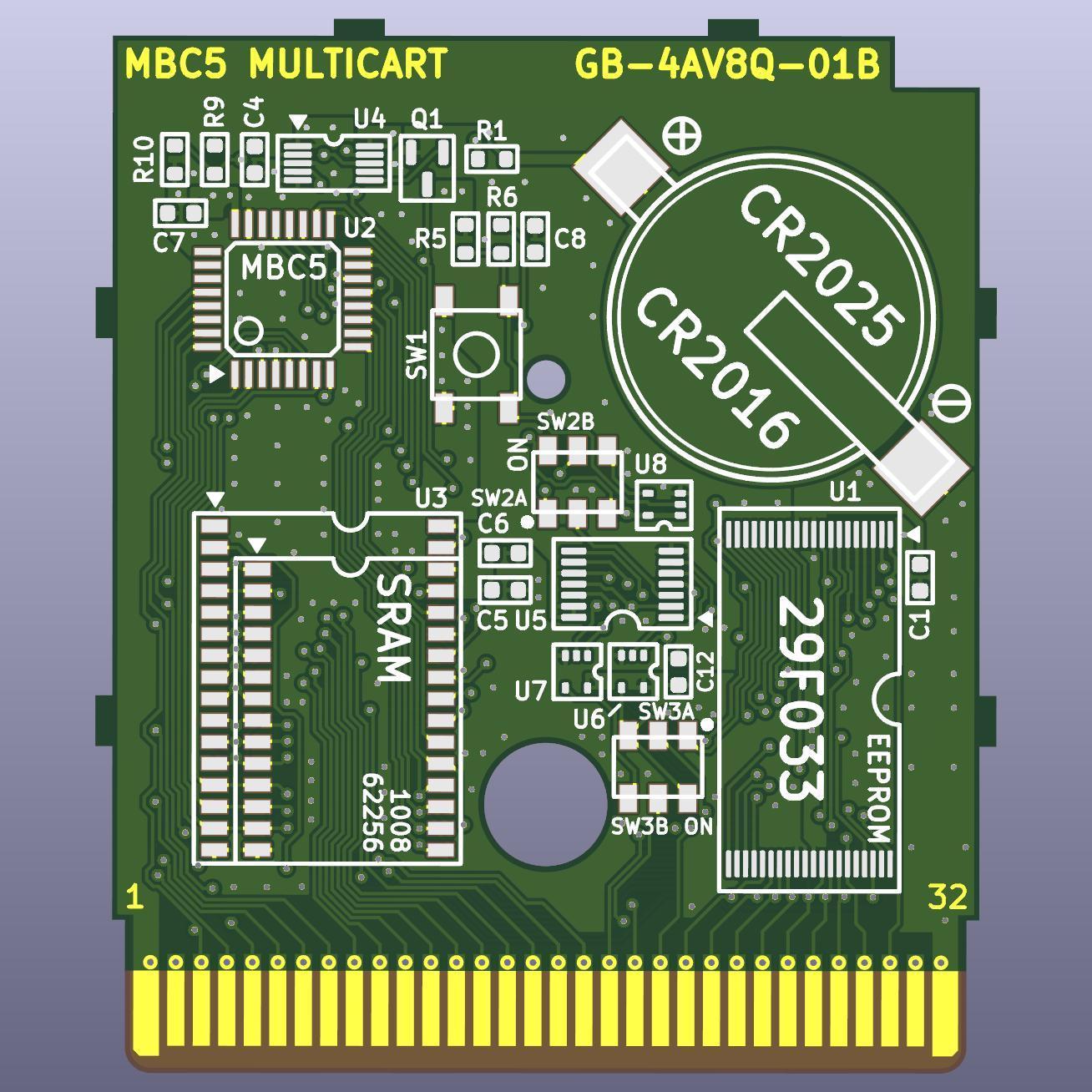 Game Boy MBC5 Multicart Circuit Board