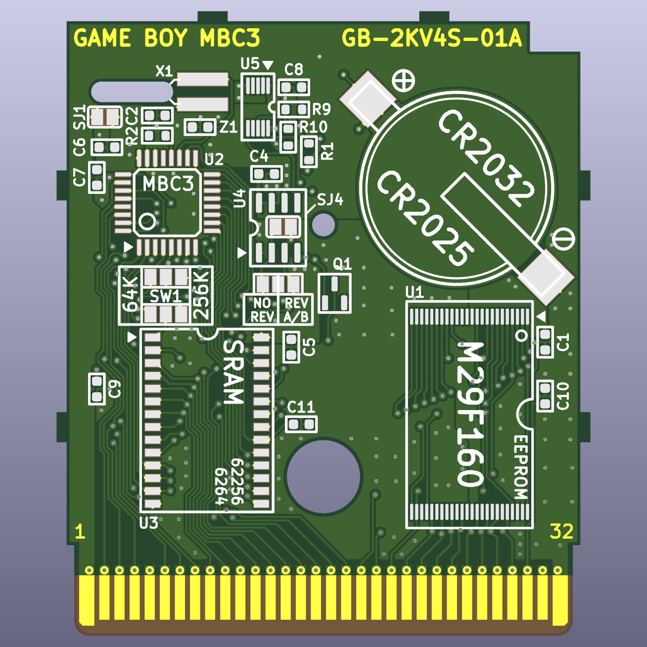 Game Boy MBC3 Flash Cartridge Circuit Board